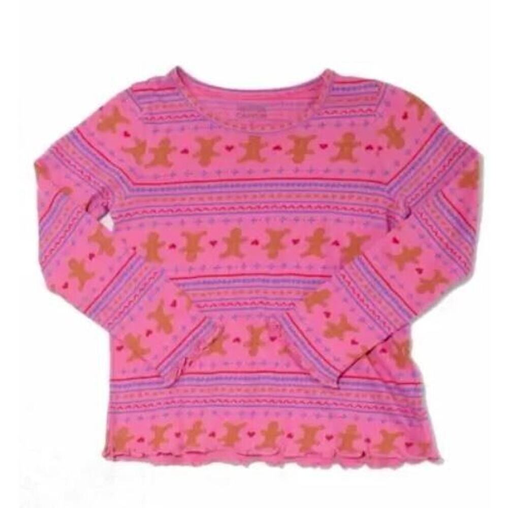 Harper Canyon Girls Lettuce Edge‎ Gingerbread Print Long Sleeve Shirt in Pink 5